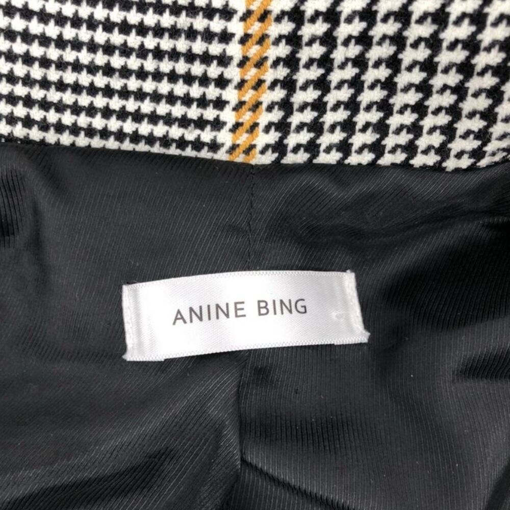 ANINE BING Madeleine Houndstooth Plaid Blazer Black Yellow & Blue M - Picture 10 of 10